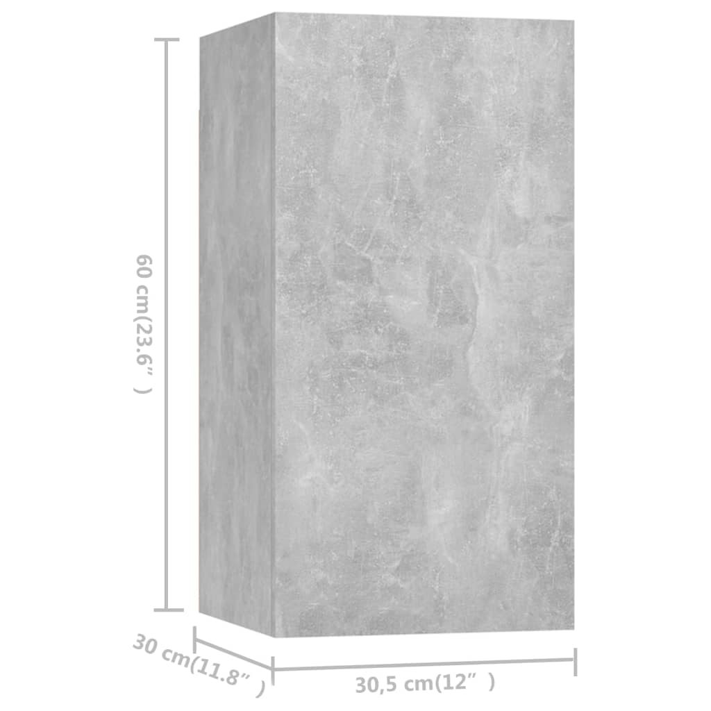 TV Wall Cabinets 7 pcs Concrete Grey 30.5 x 30 x 60 cm Particleboard
