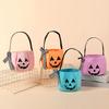 Durable Candy Storage Bag Halloween Pumpkin for Kids, Trick or Treat Tote Eye-catching with Handle, Reusable Snack Bucket Party Favors