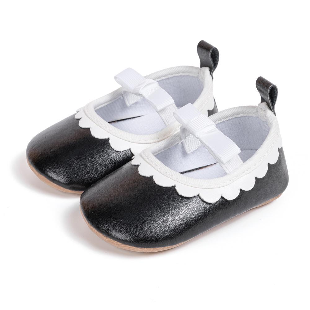 Baby Girl Princess Bow Lace Non-Slip Soft Leather Walking Shoes (0-1 Year)