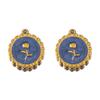 2pcs Stainless Steel Dark Blue Enamel Retro Anklet Charm Bohemia Pendant Base for DIY Earring Necklace Vacation Jewelry Findings