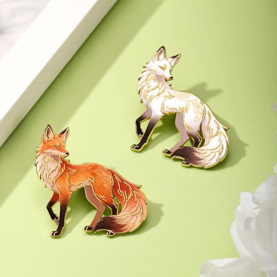 Broche Pin Tegneserie Ræv Design Zinklegering Pin UV-print Passer til Jakker Frakker Trøjer Mærke Alsidige Praktiske Tilbehør