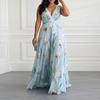 2026 Women's Dress Temperament Print Waist V-neck