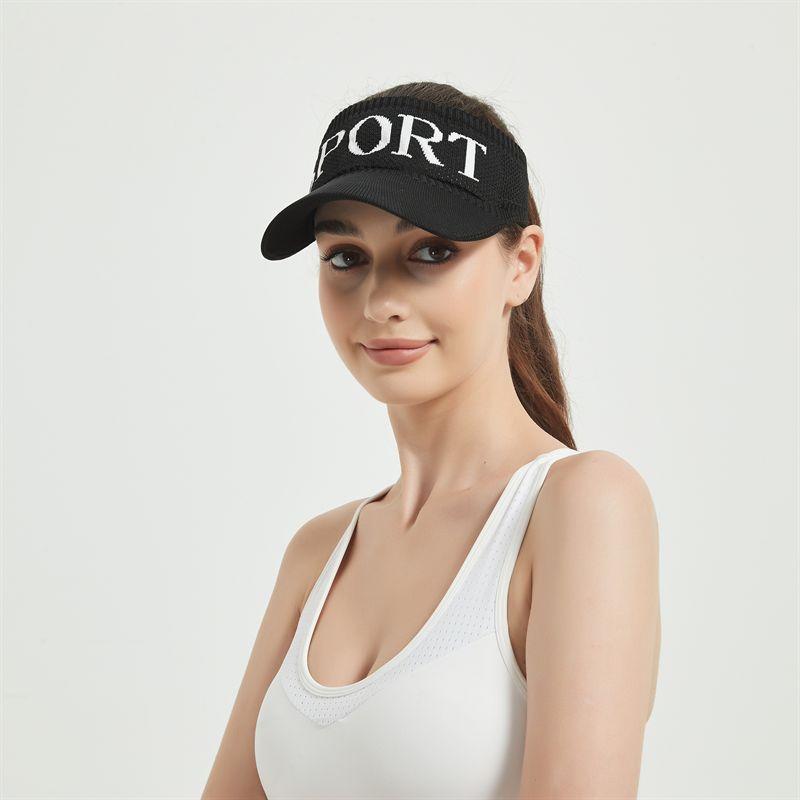 Sporty Mesh Sun Visor Hat with Letter Print, Lightweight Breathable Topless Cap for Running, Golf, Tennis & Outdoor Activities