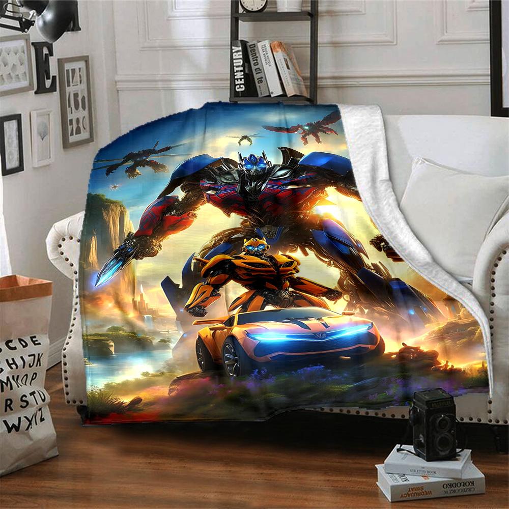 Transformers Cyberverse Adventure Flannel Blanket Super Soft Warm Cozy Blanket For Sofa Bed Office Travel Allseason Home Decor Gift