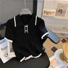 New Knitted Short Sleeve Women Blouse Summer Lapel Loose Slim Fit Ice Silk Shirt Pullover Sweater Casual Simple Sweet Tops Elegant Fashion Clothing