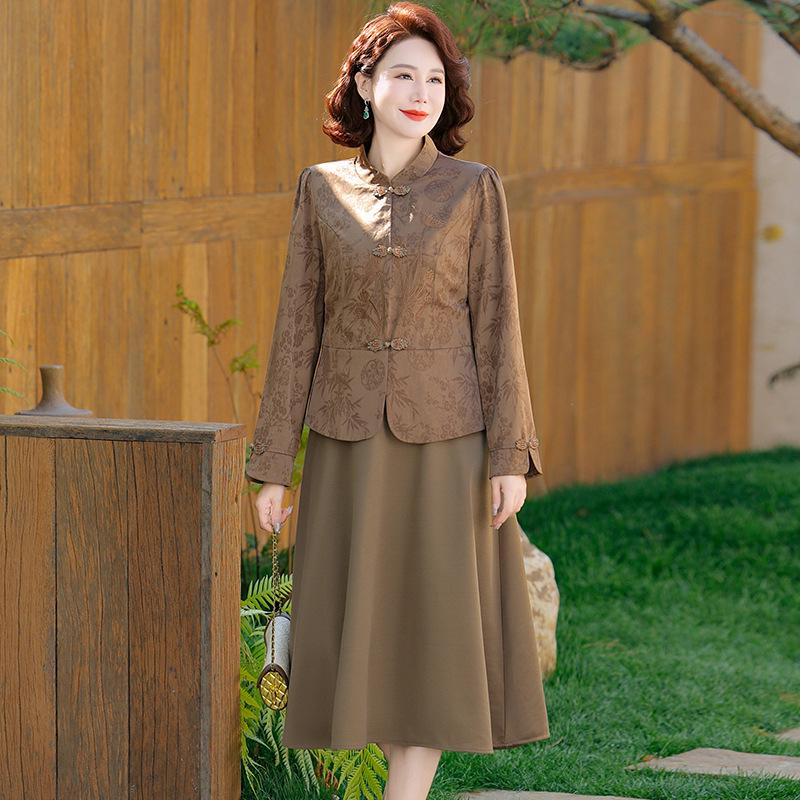 

2026 Spring-Autumn Mother-in-law Wedding Outfit: New Style Formal Two-piece Dress Jacket Suit XL (45-52 kg) хаки