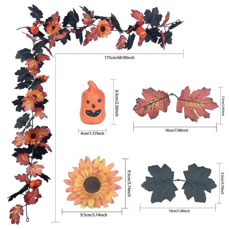 Gotische Halloween Hängedekoration 175cm Girlande Ahornblatt Kürbis Spinnenranke Kamin Kaminsims Herbst Event Arrangement Zubehör