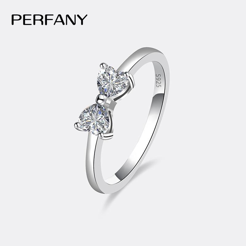 

PERFANY 0.6CT Heart-Shaped Cut Moissanite Women s Ring S925 Pure Silver Shiny Laboratory Diamond Fashion Party Jewelry Ring Size:5