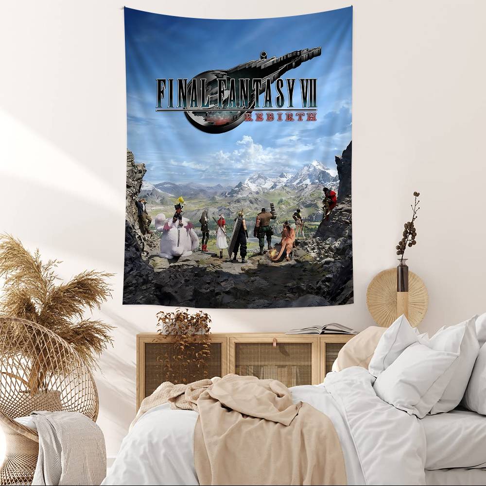 Final Fantasy Series Gaming Anime Tapestry Hippie Flower Wall Carpets Dorm Decor Wall Hanging Home Decor