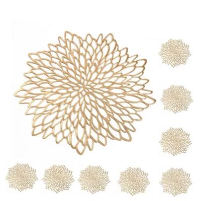 8 manteles individuales de PVC con forma de flor, resistentes al calor, para mesa de comedor