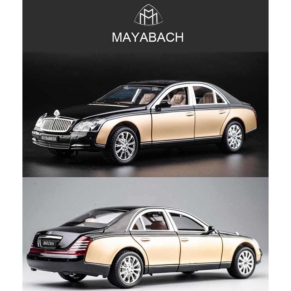 1/24 Scale Benz 62S Diecast Car Model Toy, Pull Back Toy Vehicle with Sound and Light for Kids Toddler Boys Girls Gift Collection