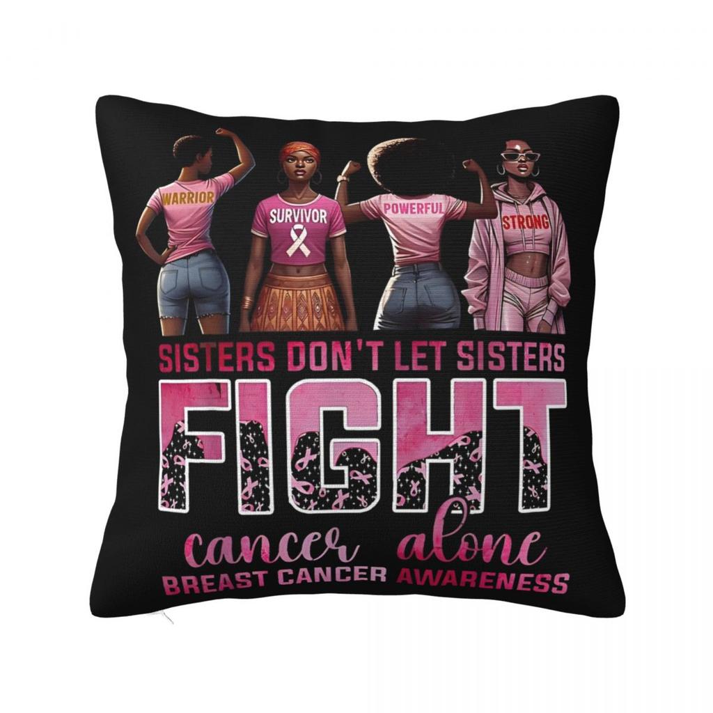 For Breast Cancer Support With Pink Ribbon Pillowcase Polyester Cushion Cover Decor Throw Pillow Case Cover Home Zipper 4040cm
