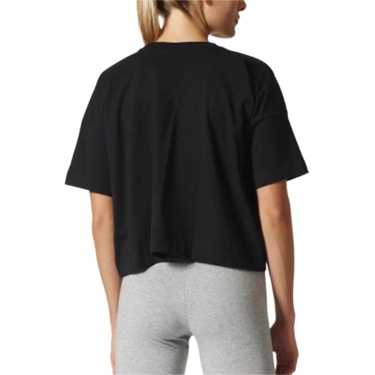 adidas Fashionable Versatile Round Neck Pullover Short Sleeve T-Shirt Women Tops Black BP7942