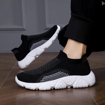 Fashion Men's Sneakers New Vulcanized Shoes Comfortable Breathable Elastic Mesh Casual Shoes Lightweight Platform Outdoor Hiking Shoes