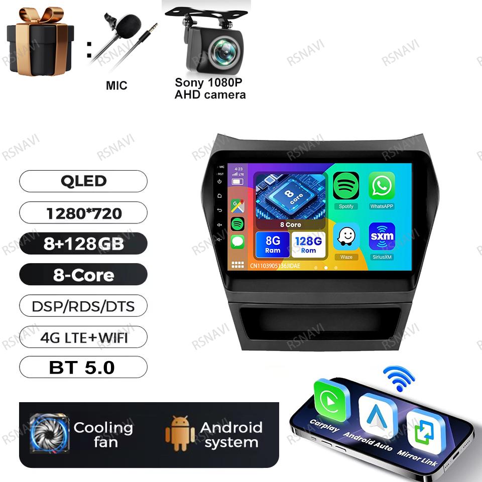 Car Radio Android 16 For Hyundai Ix45 Santa Fe 2013 2014 2015 2016 2017 Autoradio Qualcomm Navigation QLED BT GPS Head Unit DSP
