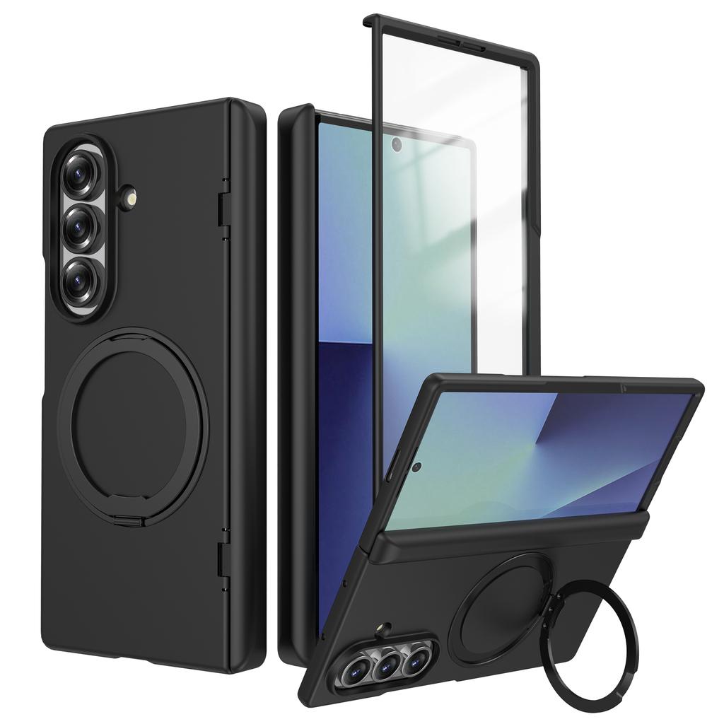 360° Rotating Magnetic Bracket Holder Hinge Magsafe Case for Samsung Galaxy Z Fold 7 6 Tempered Screen Glass Film Protect Wireless Charging Hard Cover
