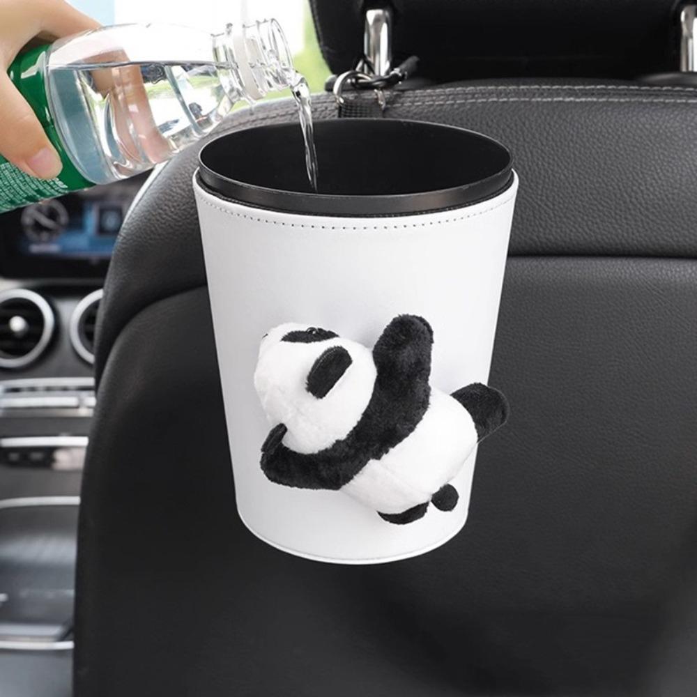 Cartoon Panda Car Trash Bin Can Cute Garbage Storage Bucket Large Auto Rubbish Bag  Auto Outlet