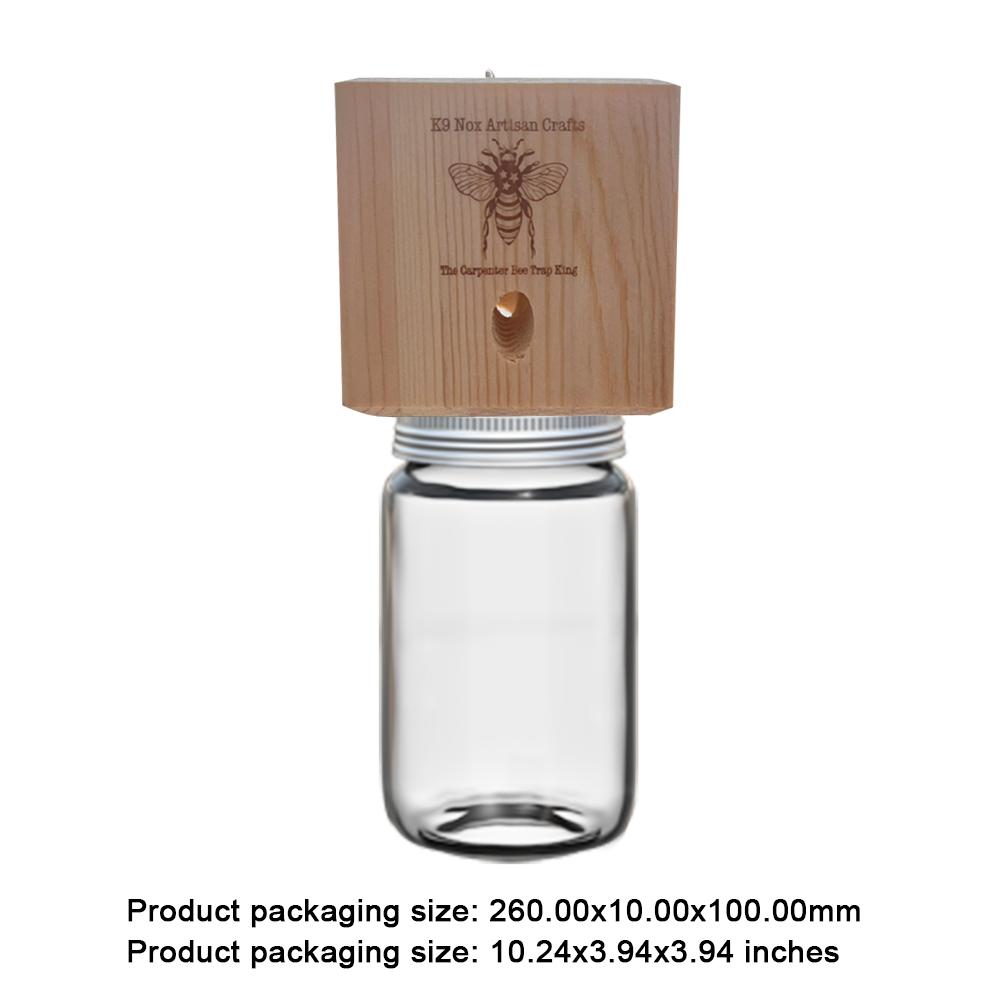 NEW Carpenter Bee Trap Nature Hanging Wood Trap Shed Style Outside Bee Traps with Glass Jar Wood Bee Traps for Garden Yard Patio