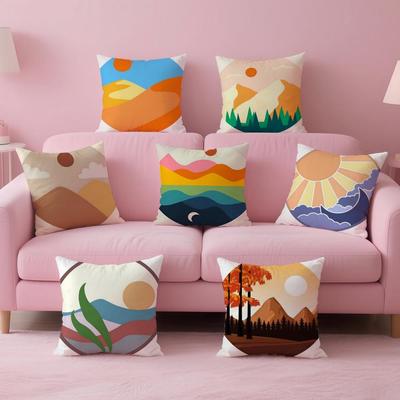 Classic Sunrise Cartoon Cushion Cover Pillow Case Soft Friendly Fabric & Concealed Zipper
