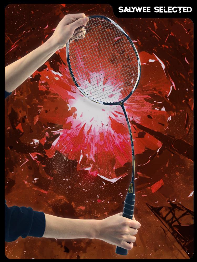 Saint Seiya 4U Aerodynamic Badminton Racket: Exquisite Coating, Carbon Mid-shaft, High Tension, Durable