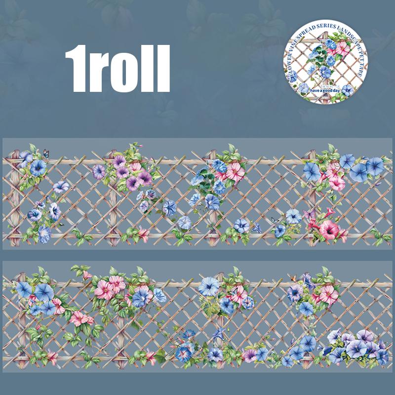1 Roll Fence Vine Scene PET Tape For Scrapbooking DIY Notebook Supplies For Stationery Box Stickers Desktop Diary Decoration