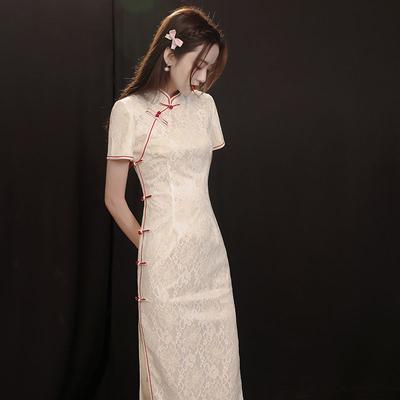 Kısa Kollu Cheongsam Çin Tarzı Retro Geliştirilmiş Günlük Elbise