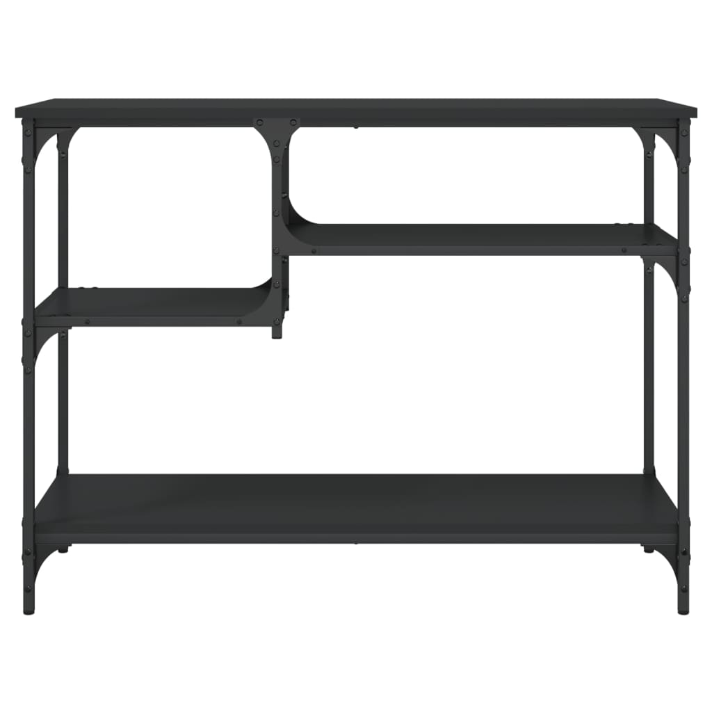 Console Table with Shelves Black 100 x 35 x 75 cm