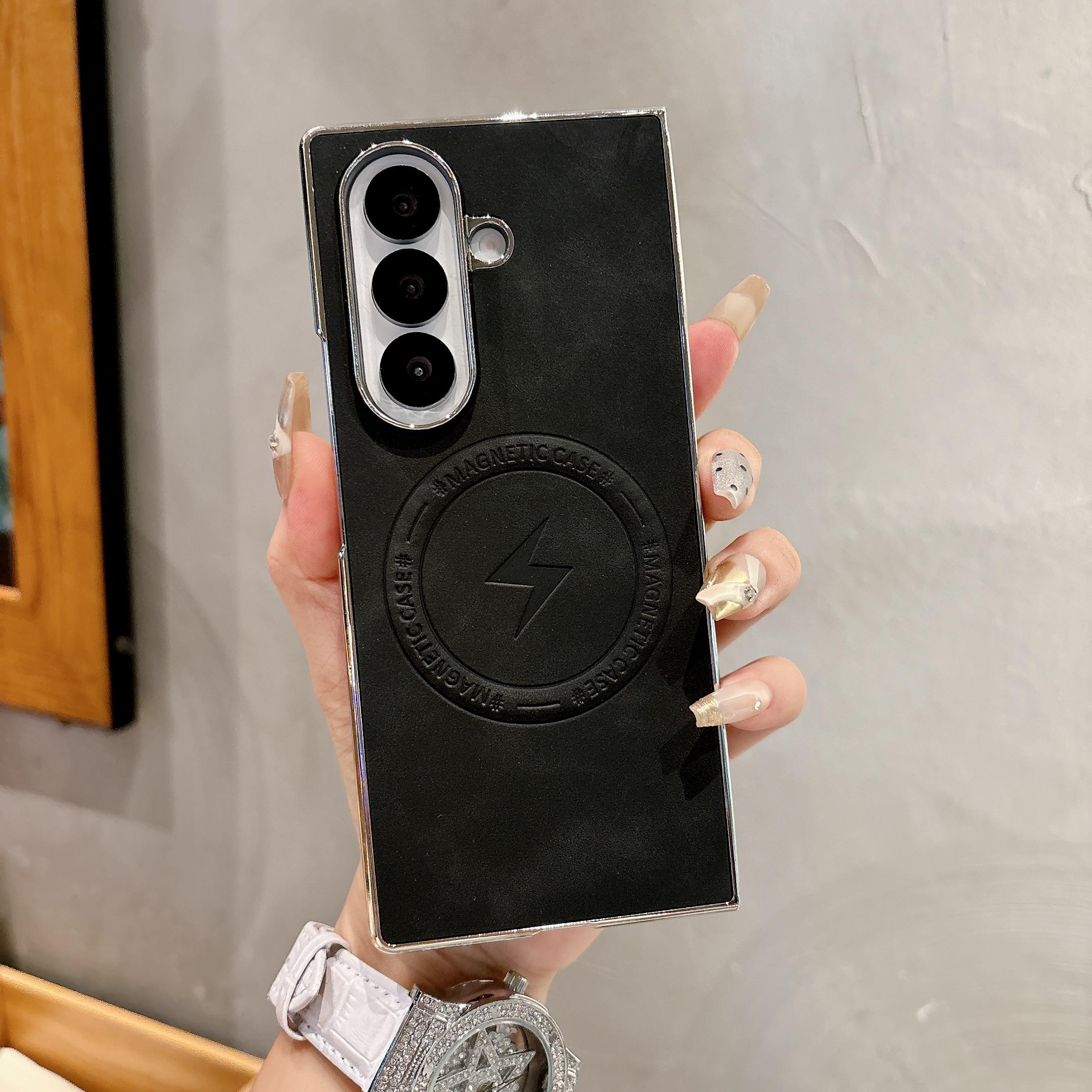 

For Samsung Galaxy Z Fold 7 Case Leather Skin Magsafe Light Design Protective Phone Shell Back Cover Galaxy Z Fold7