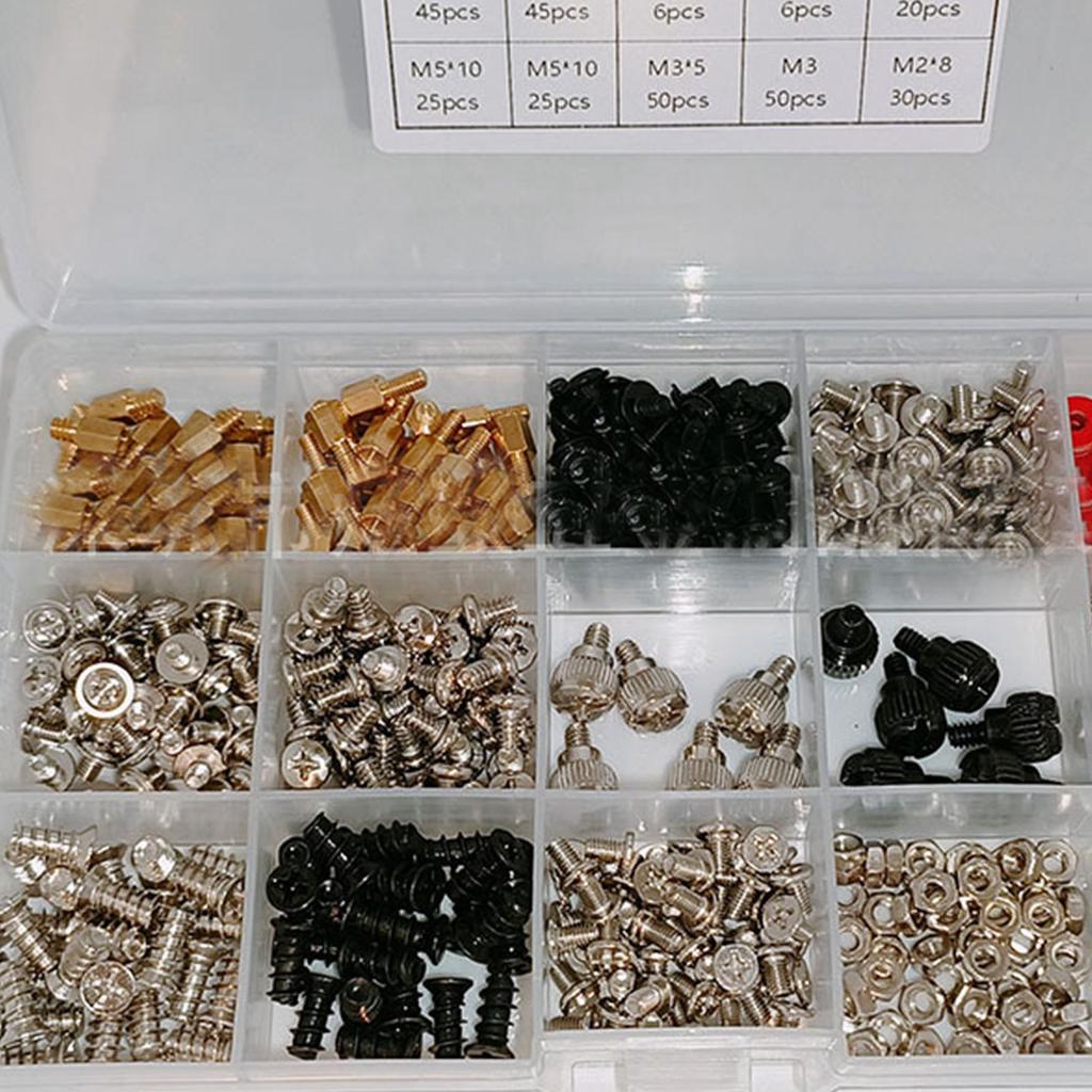 502-teiliges Computer-Schrauben-Sortimentsset Kohlenstoffstahl Abstandshalter Unterlegscheiben-Kit für Gehäusereparatur und