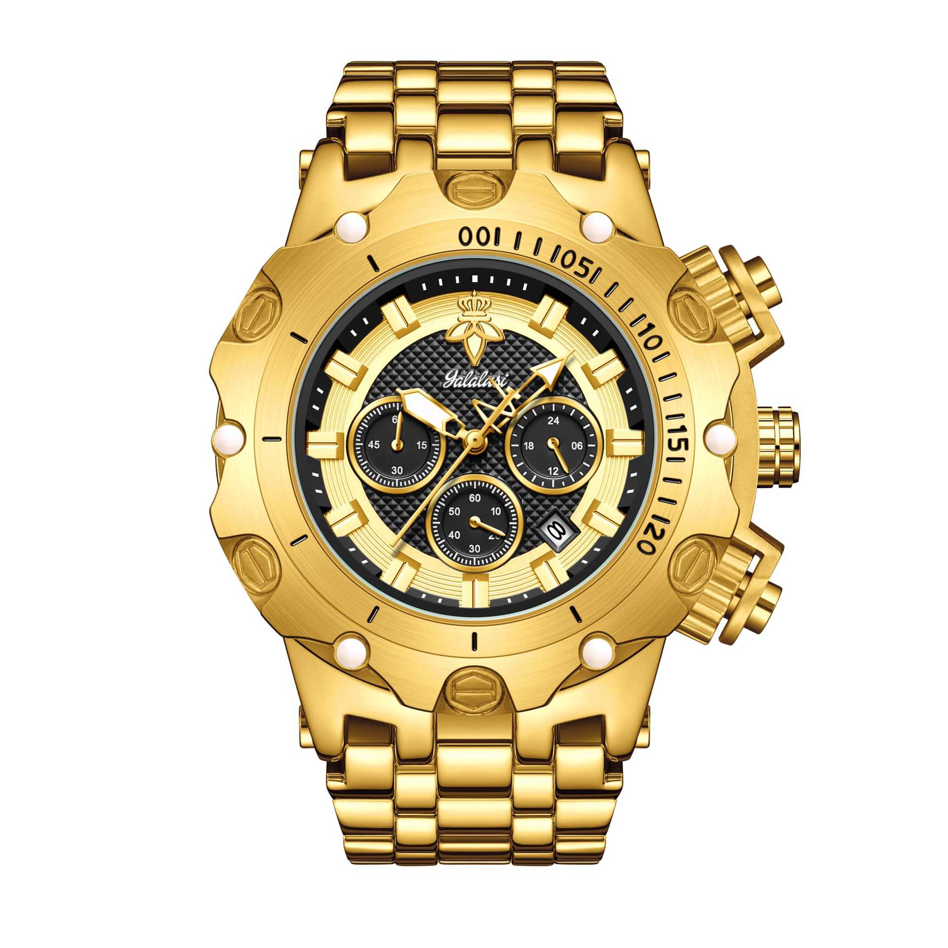 Yalalusi Luxury Gold Watch Multifunctional Men S Watch Three-Eye Chronograph Business Watch European And American Watches