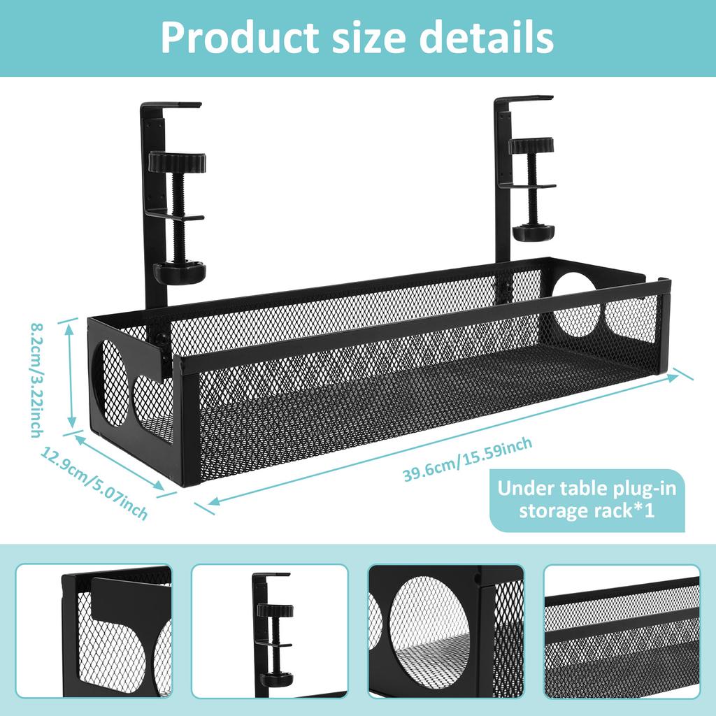 Under Desk Cable Tray No Drill Steel Under Desk Cable Management Tray Multipurpose Desktop Tidy Storage Rack for Office and Home