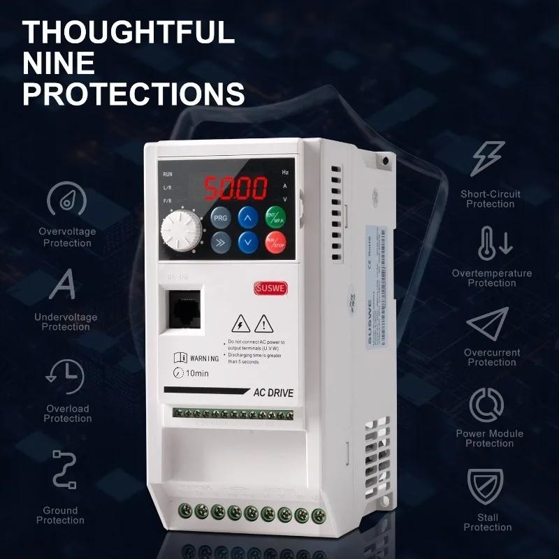 VFD 0.75/1.5 /2.2/4/5.5kw/15kw Input 220V/380V ,Three phase output 220V/380VVector frequency converter,Motor Speed Controller