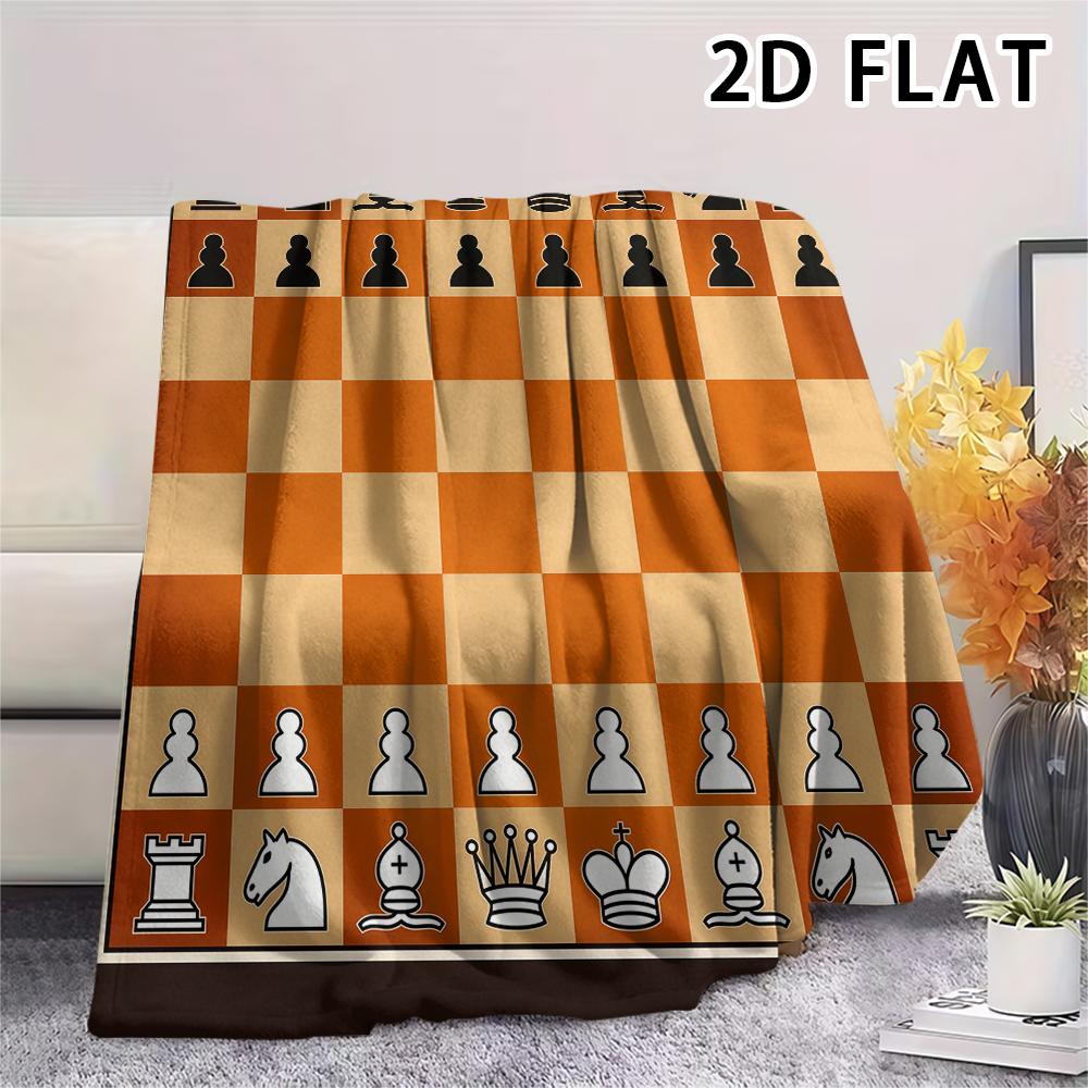 1Pc Chess Print Flannel Blanket,High quality Comfortable for All Seasons,Home Decor,Warmth and Comfort,Perfect for Christmas Gifts