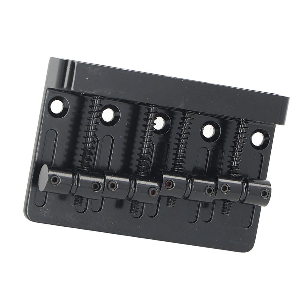 Electric Bass Bridge Tailpiece 4 String Fixed Saddle with Thickened Base Plate Hex Wrench Black