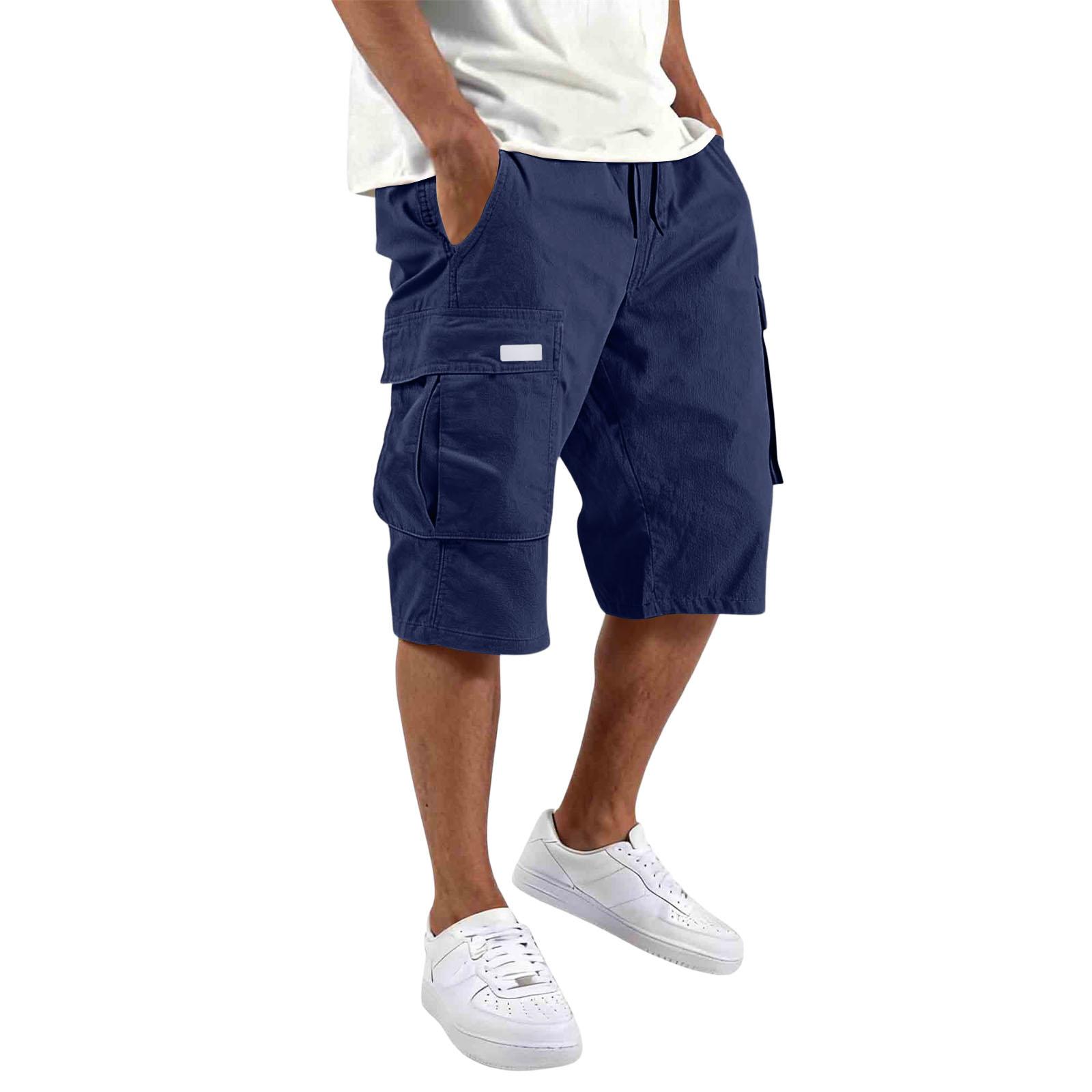 Men s Casual Workwear Drawstring Pocket Shorts XXXL тёмно-синий