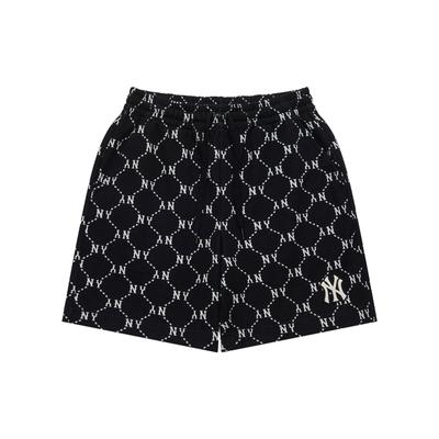 MLB New York Yankees Diamond Old Flower Comfortable Loose Fit Lace-Up Casual Shorts Unisex Shorts Black 3ASPM0343-50BKS