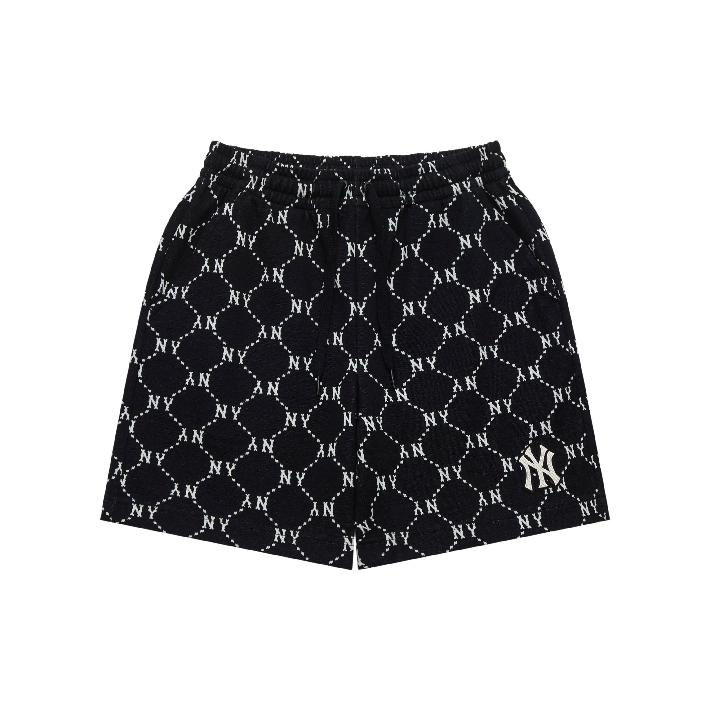 MLB New York Yankees Diamant Altes Blumenmuster Bequem Lockerer Schnitt Schnürung Freizeitshorts Unisex-Shorts Schwarz 3ASPM0343-50BKS M white
