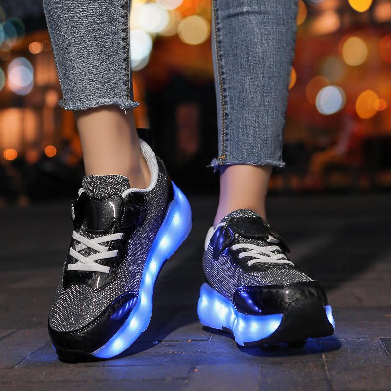 Girs LED Leuchtende Rollschuhe Vierrad-Skates Herren- und Kinder-Rollschuhe LED-Lichtschuhe