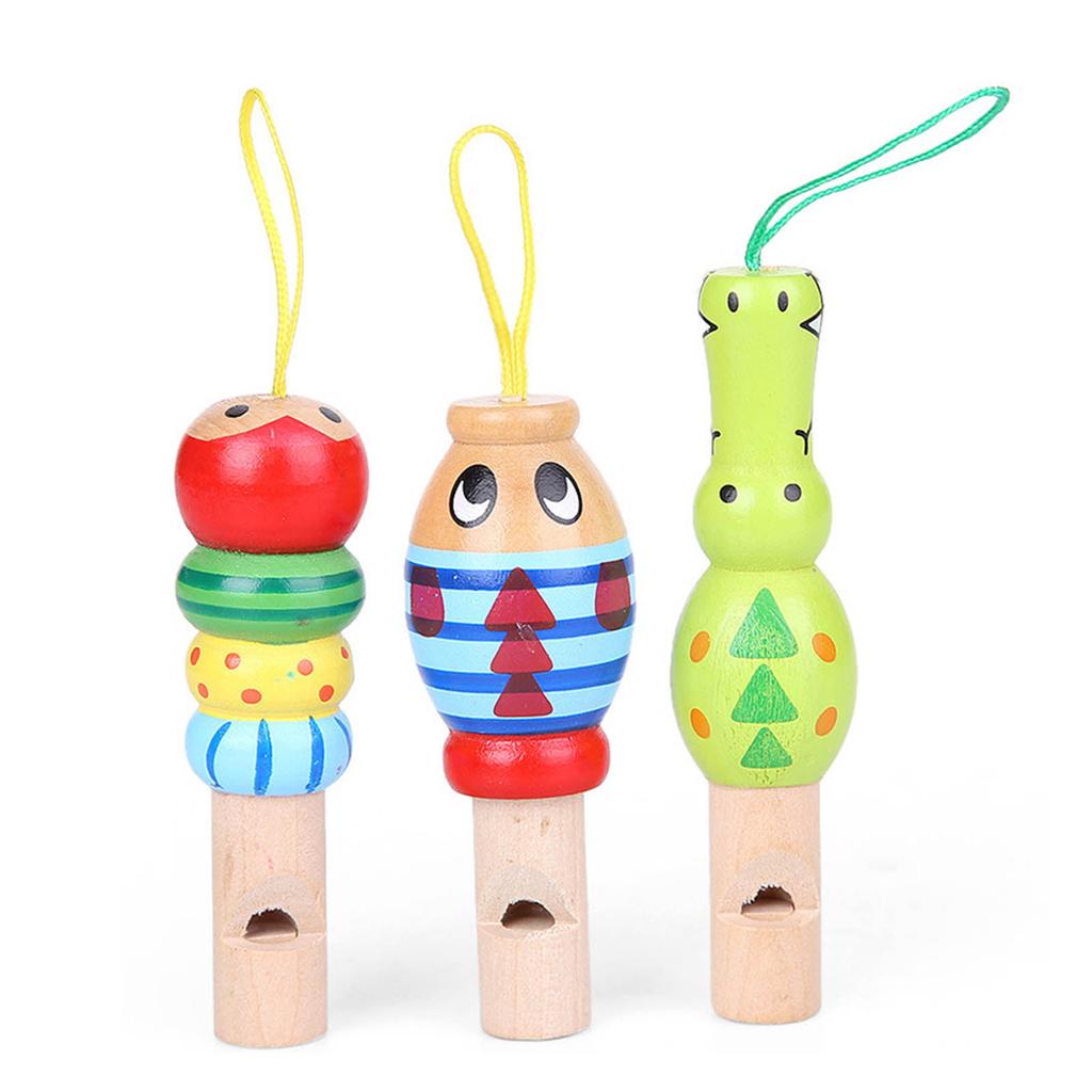 Wooden Whistle Cartoon Mini Flute Colorful Musical Toy Music Instrument for Kids Children