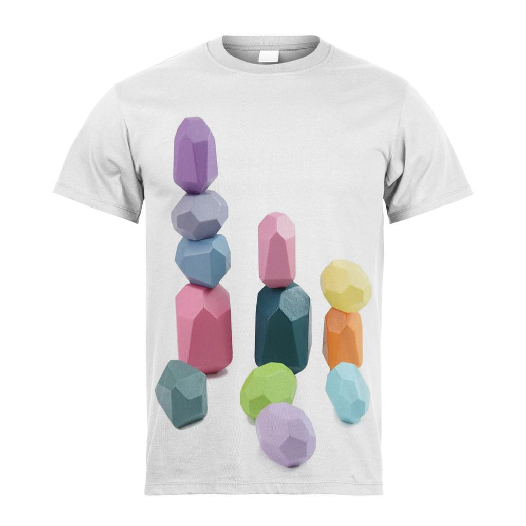 T-shirt Grafica a Blocchi Degradé da Ragazzo Stampa Digitale 3D Casual Elastica a Maniche Corte per Attività Estive all'Aperto Abbigliamento per Bambino