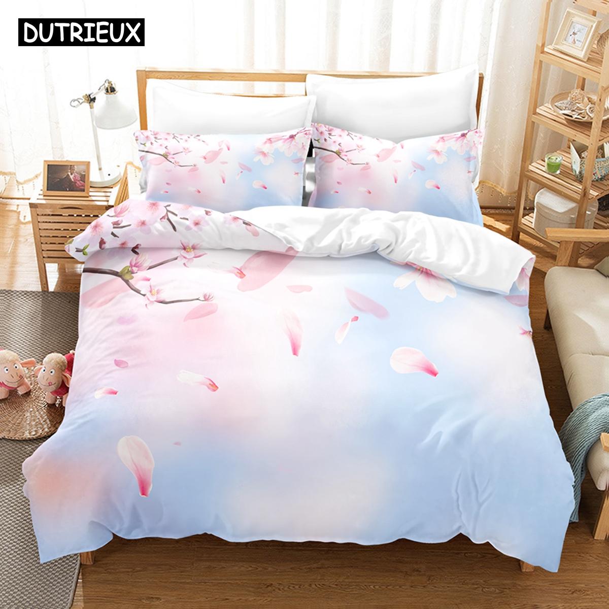 

3D-печатный комплект постельного белья с весенними цветами, пододеяльник с наволочкой, двуспальная кровать, односпальная кровать, 3D-печатный комплект с аниме My Dress-U EU single(135x200cm)