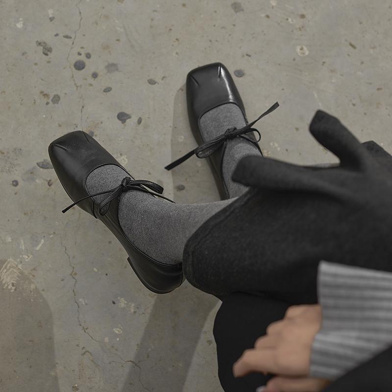 Fashion Genuine Leather Casual Loafers for Women Flats Shoes Lace-Up Low Heels Spring Shoes 2025 Soft Office Dress Size 34-40 heel women