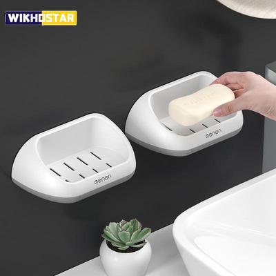 Round Soap Box Bathroom Drainge Soap Holder Bathroom Soap Holder Case Soap Dish Storage Rack Tray Bathroom Accessories Sets