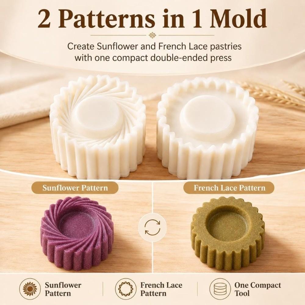 Non-Stick Hand Press Mooncake Mold Double‑Sided DIY Pastry Stamp Cookie Pastry Mold  Gift Making
