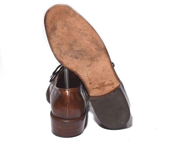 70s-80s West Germany Vintage/mercedes/All Leather U-Tip Shoes/9/27.5/Brown/(USED)