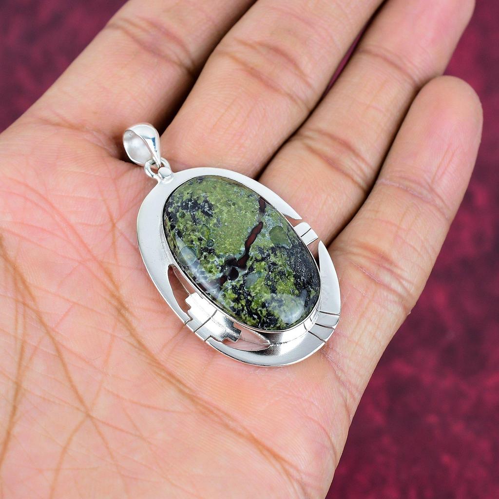 Joyería de Piedra de Sangre de Dragón, Colgante de Gema Hecho a Mano, Colgante de Plata de Ley 925 Sólida Joyería Antigua, Para Regalo de Compromiso