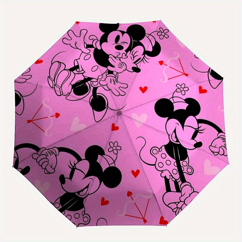 

1pc Mickey, Minnie Automatic Folding Umbrella - Portable Foldable Design with 8 Ribs, Durable Plastic & Iron Frame y250725035