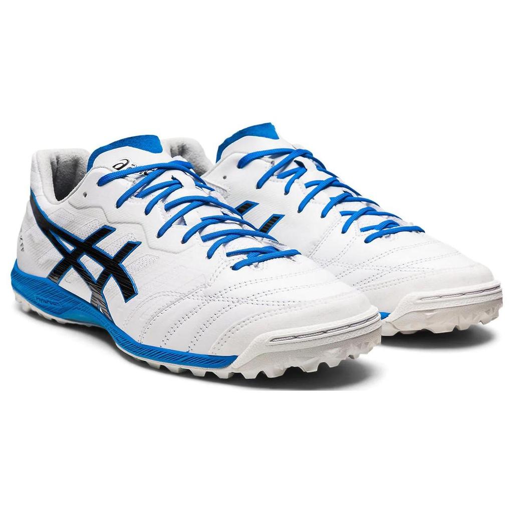 Asics Destaque K FF TF Artificial Grass Leather Soccer Shoes Men Soccer Shoes White Blue 1111A218-100