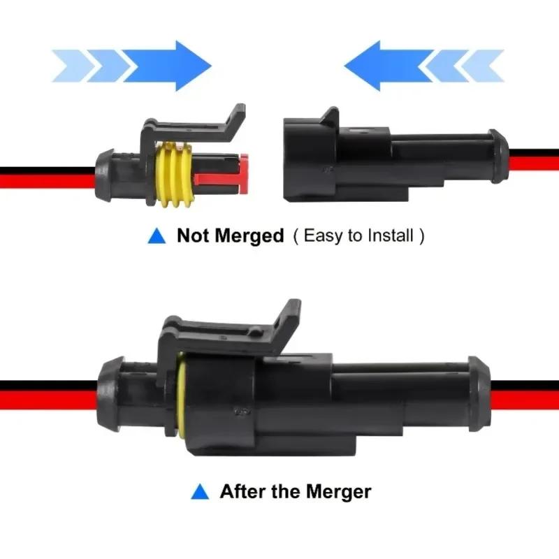 10pcs/5sets 2 Pin Way Connector Waterproof Connectors Male & Female Way 16 AWG Wire for Car Truck Boat Electrical Connector