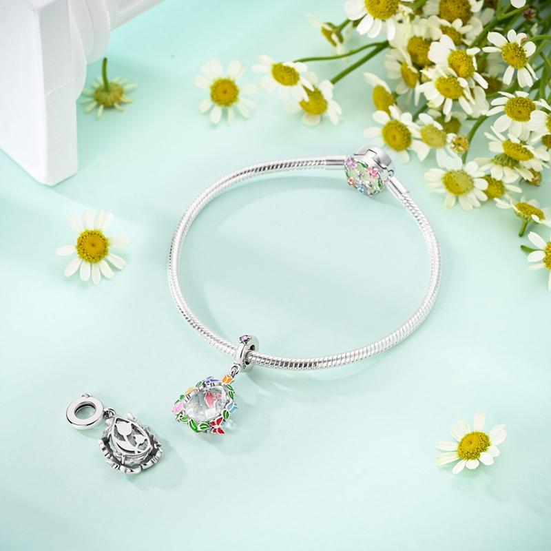 Sparkling Copper Mother'S Love Angel Circle & Angel Star Moon Circle Charm Fit Original Bracelet Charm Diy Jewelry